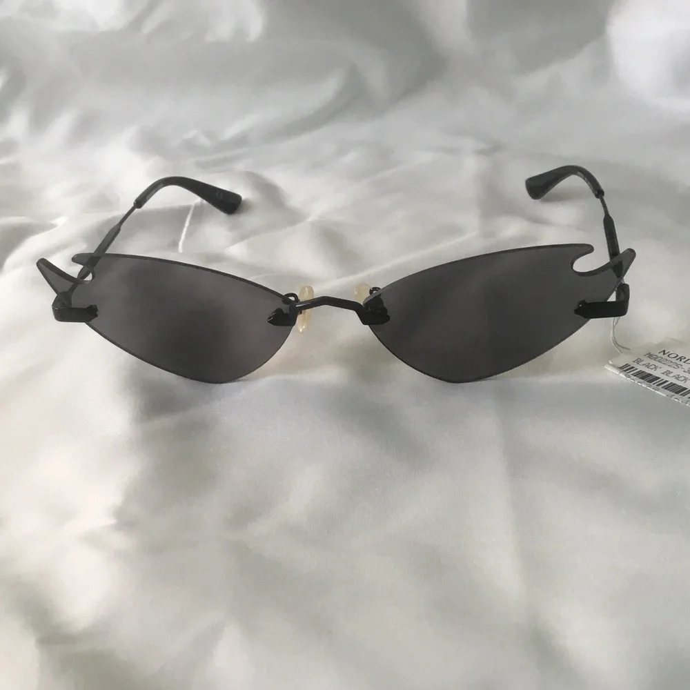Alexander McQueen Black Rimless Grey Lens Sunglasses